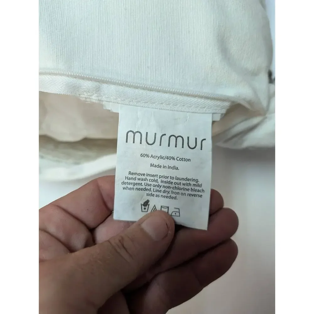 Murmur  Embroidered Throw Hand woven New $126.00 Linen Pillow 15